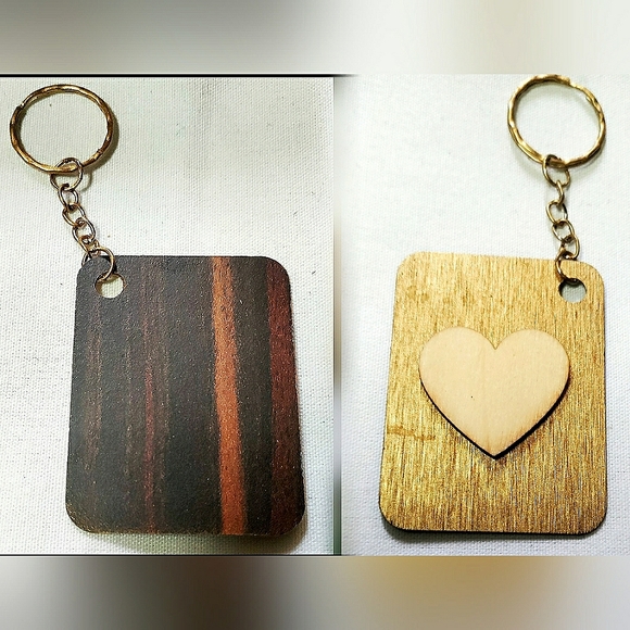 NEW Handcrafted Keychain Bag Tag! Italian Wood SD4. "I LOVE My Bag!" Wood Heart. - Picture 6 of 6